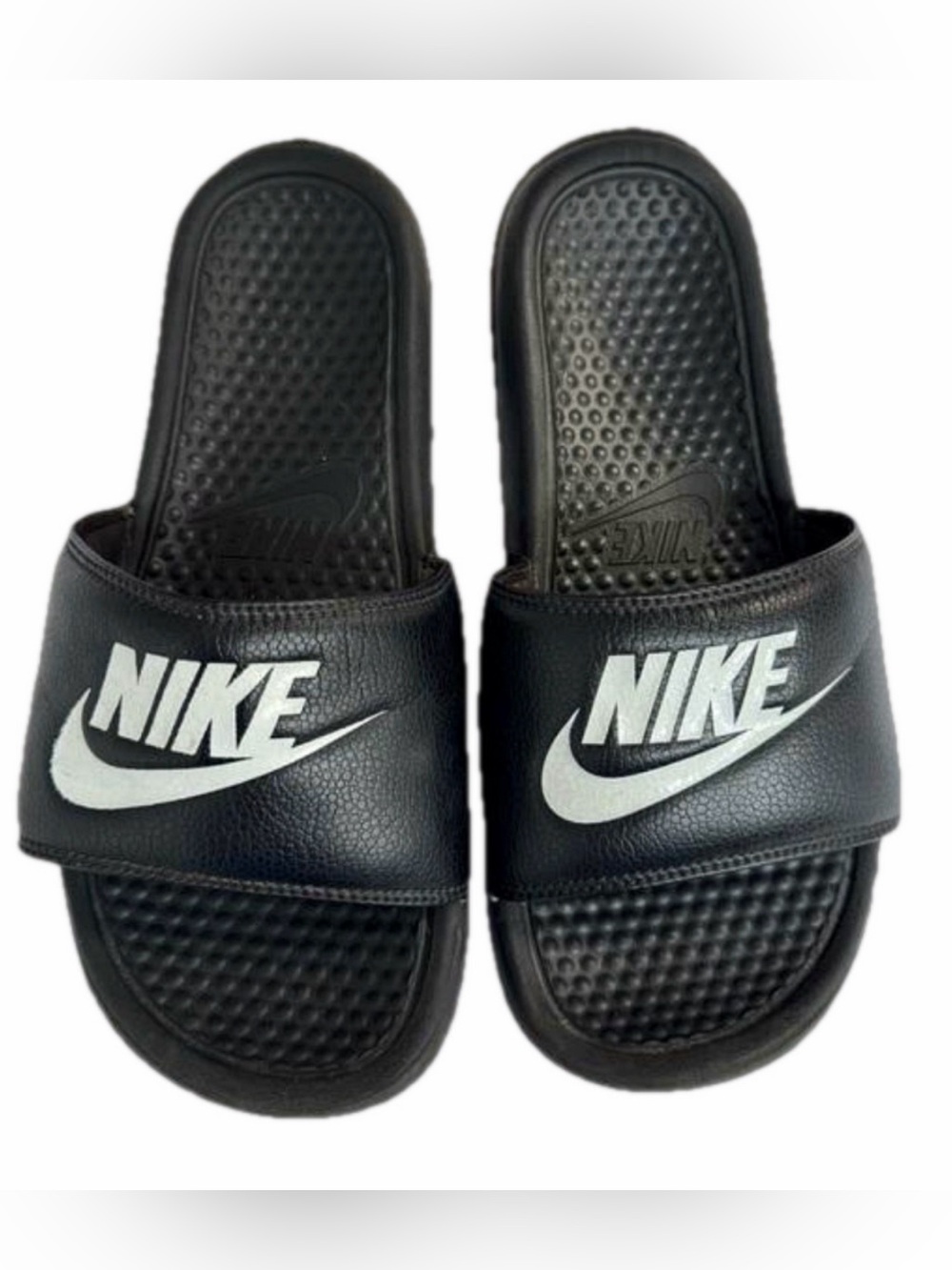 Nike Size 8 Black White Summer Poolside Beach Slip On Slides Sandals